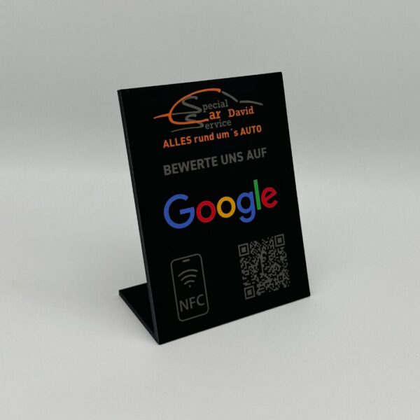 NFC Google Aufsteller mit Logo und QR Code [Theke] – Bild 3