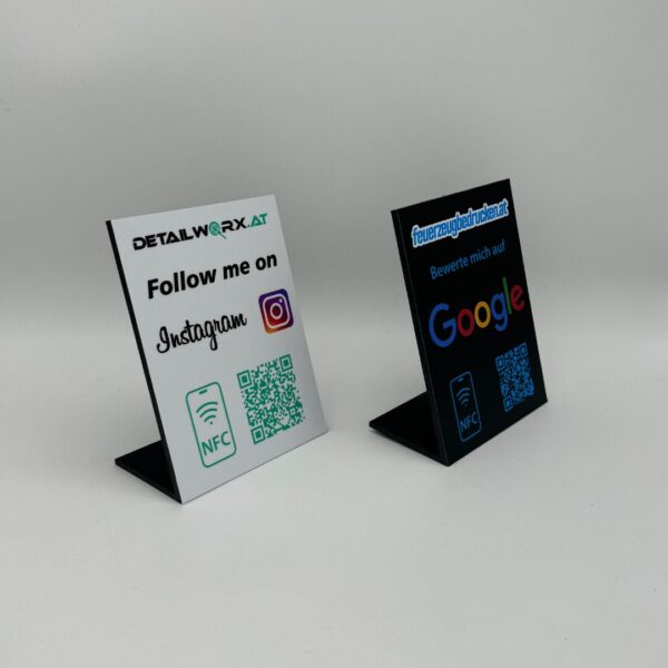 NFC Google Aufsteller mit Logo und QR Code [Theke]